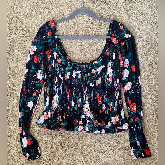 Paco Rabanne Black Rose Garden Pleated Bustier Top - Picture 9 of 12